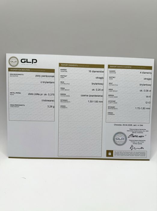 Złoty pierścionek z diamentami 0,33ct