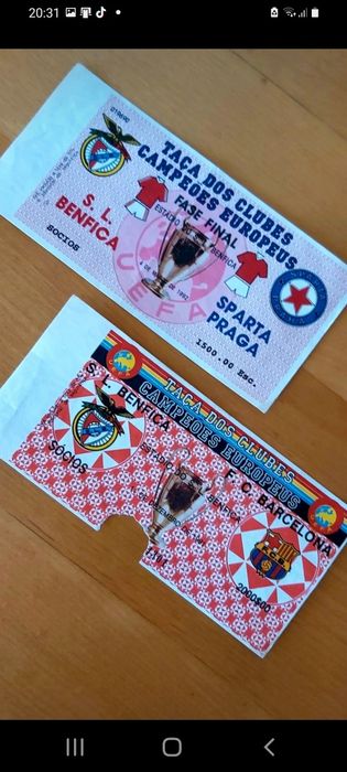 Lote de 5 bilhetes de jogos do S.L.B.