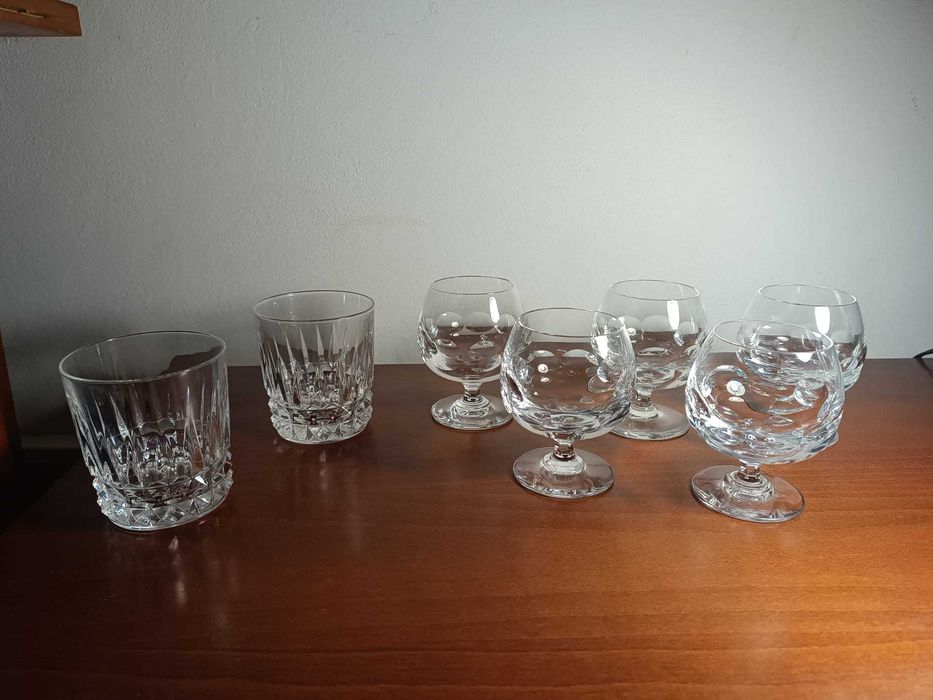 Copos de Cristal Atlantis - 4 Meios-Balão + 2 Copos "old Fashioned"