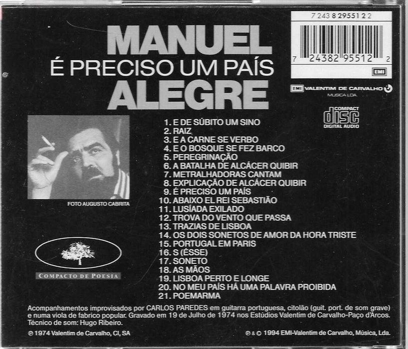 Manuel Alegre com Carlos Paredes - - - - - É Preciso um País - -  - CD