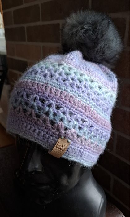 Ażurowa, ciepła czapka handmade