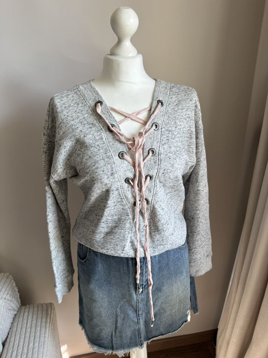 Bluza bluzka z wiązanym dekoltem XS S