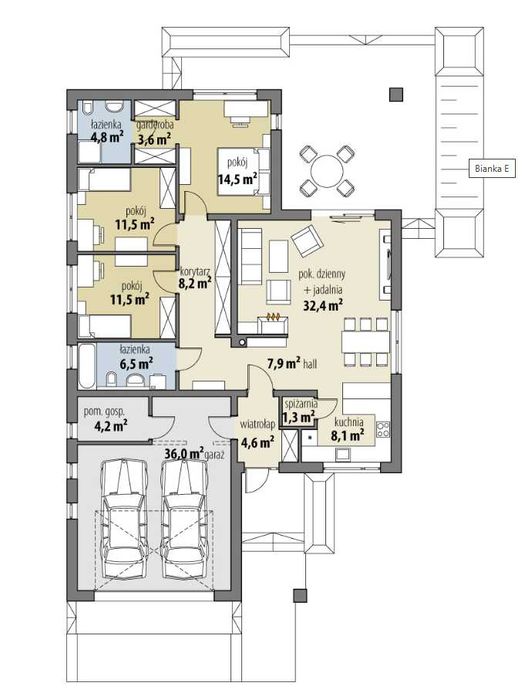 Wolnostojący parterowy z dużym garażem oraz tarasem 600 m Las