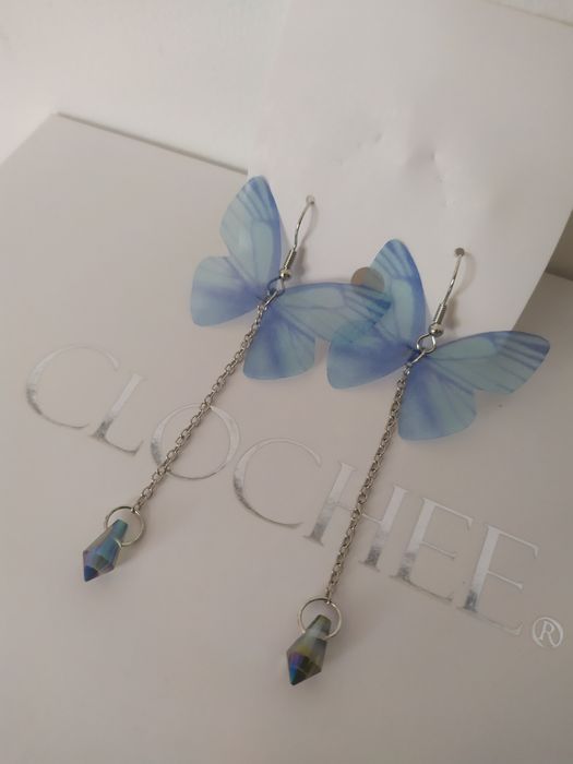 Kolczyki motyle motylki motyl niebieski błękitny NOWE wiszące