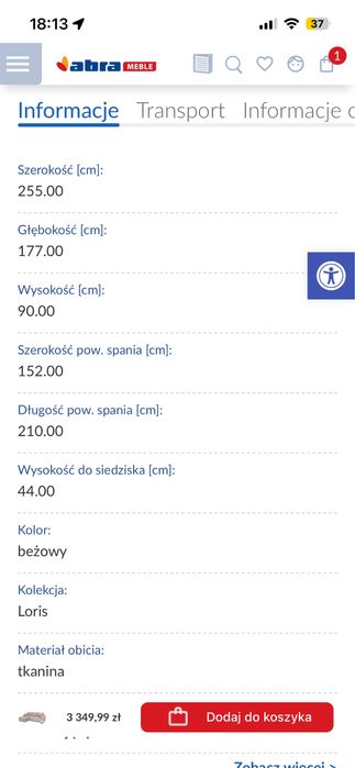 Narożnik w idealnym stanie