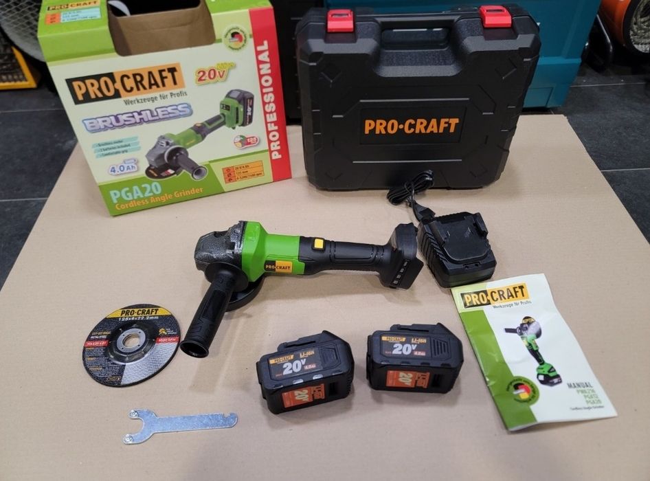 2 Акум по 4.0Ah Болгарка Бесщеточная ProCraft PGA20 Аккумуляторная