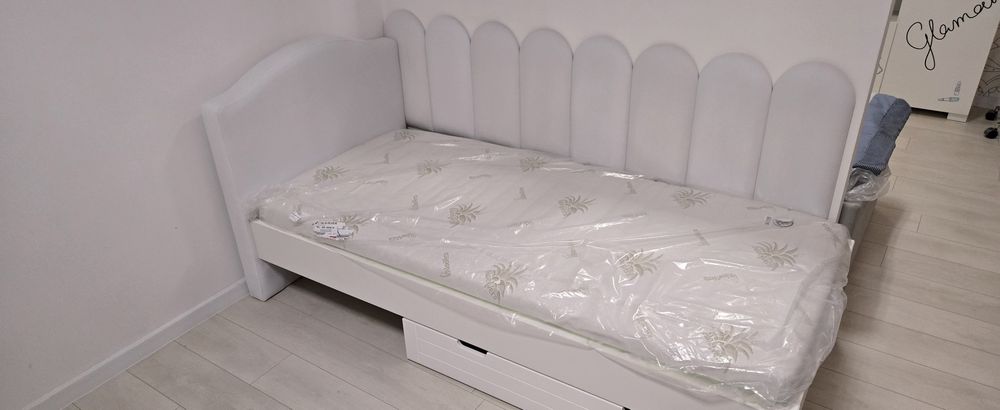 MEBLIK Royal White  łóżko z szufladą