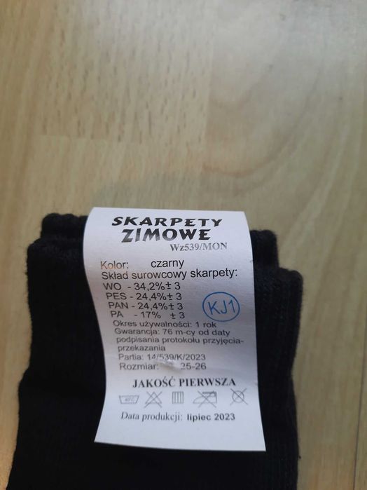 Skarpety zimowe wz. 539/MON Rozmiar 25-26, 5 par