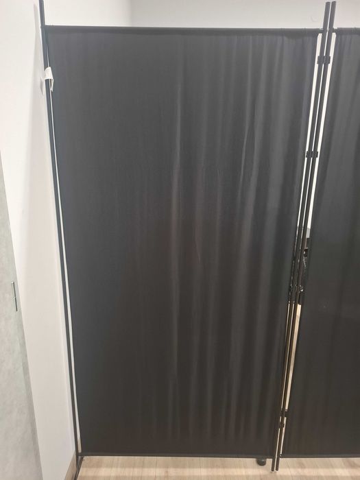 Parawan 5-panelowy, czarny, 433x180 cm, tkanina