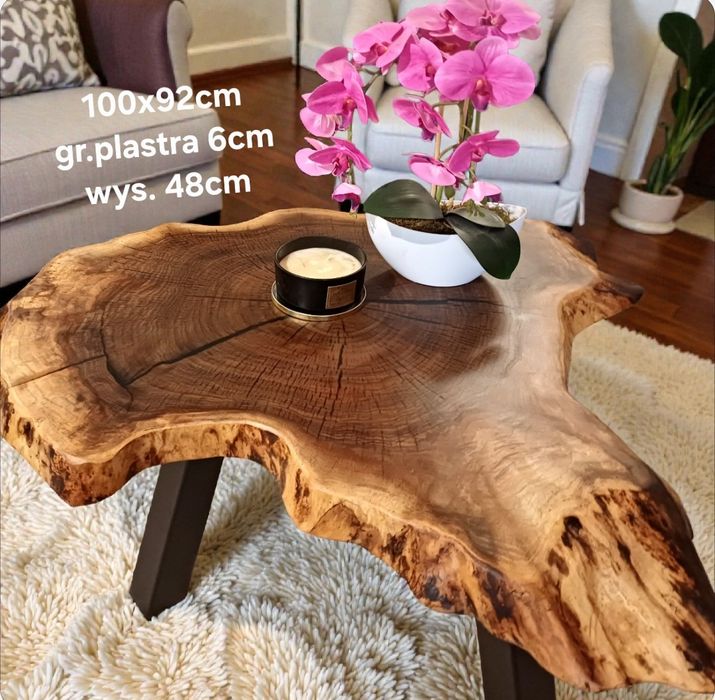 Stolik kawowy 100x92cm plaster drewna loft