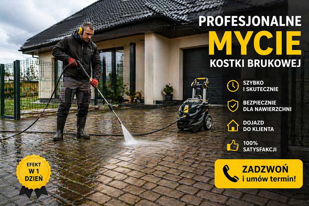 Mycie kostki brukowej Myszków Zawiercie Poręba Siewierz Łazy – efekt jak nowy