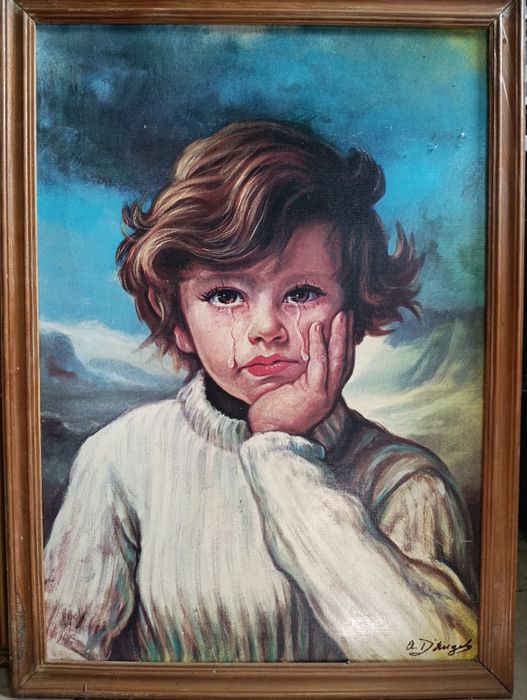 Quadro de menino a chorar