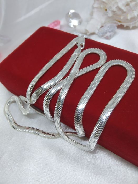 Piękny srebrny łańcuszek taśma Żmijka, srebro 925, dł. 60 cm