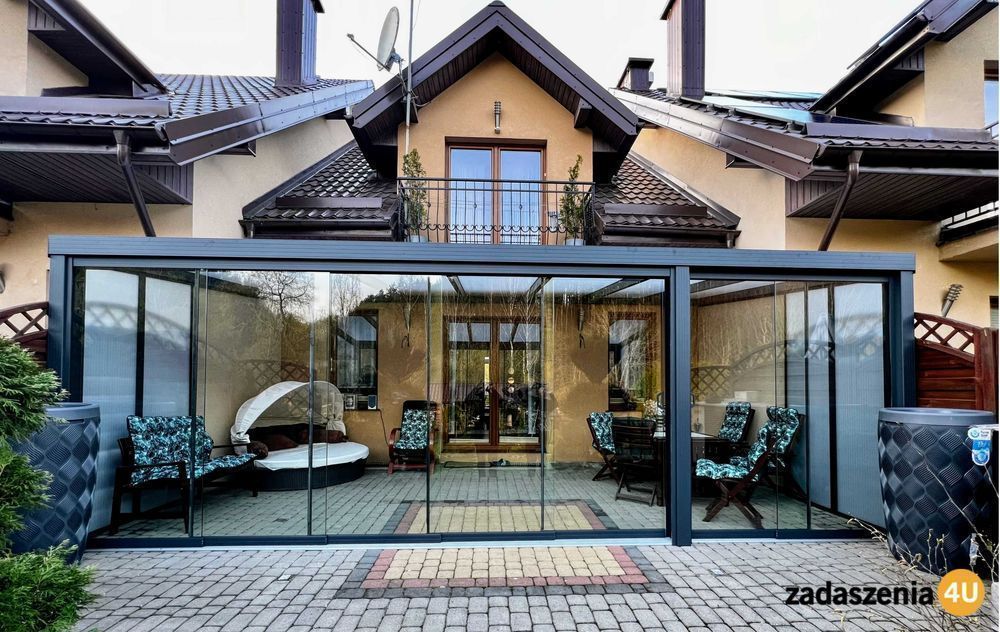 Zadaszenia tarasów aluminiowe pergole aluminiowe ogrody zimowe szklane systemy przesuwne zabudowy tarasów szkło VSG poliwęglan