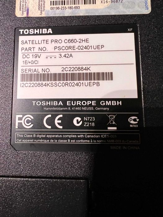 Toshiba Satellite Pro C660 for Parts64739419525890123