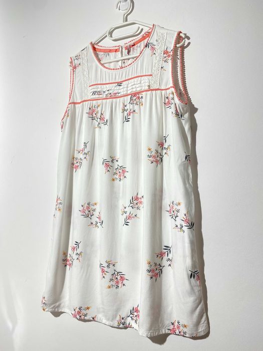 bluzka koszula tunika luźna krótka sukienka biała 100% wiskoza M L róż