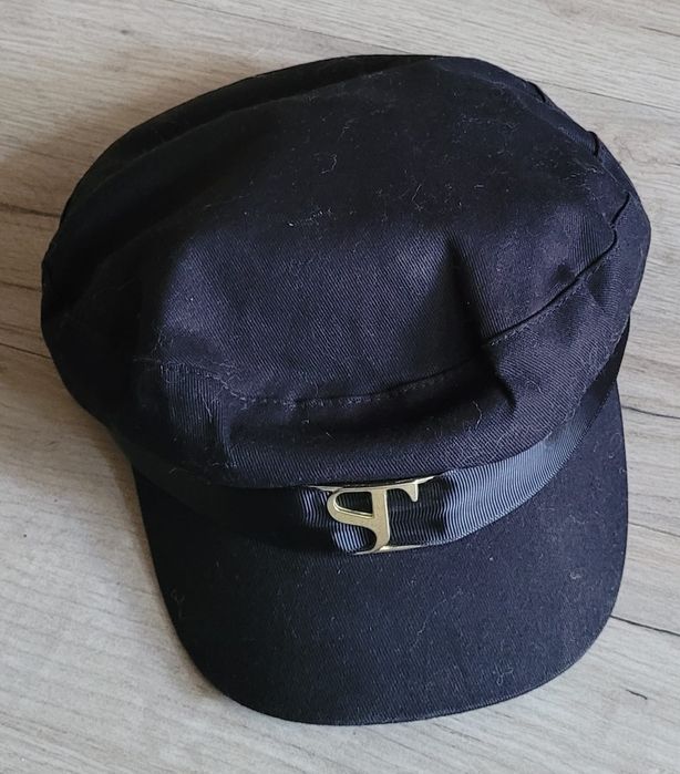 Kaszkiet damski SuperTrash | Czarna czapka bosmanka militarna z logo ST