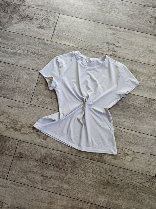 Biała koszulka h&m L Basic top gładki