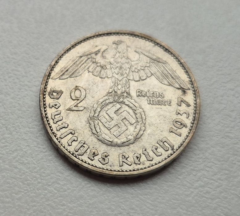 2 марки 1937 р. Німеччина 3 рейх Гінденбург срібло