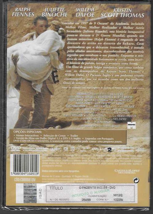 Anthony Minghella. O Paciente Inglês. (Selado)
