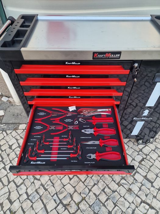 Carinho de ferramentas 7 gavetas cheias como ferramentas