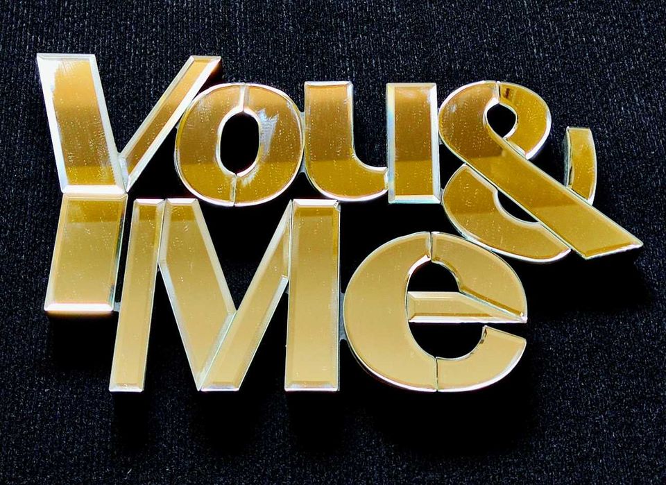 Letreiro romântico espelho decoração You & Me