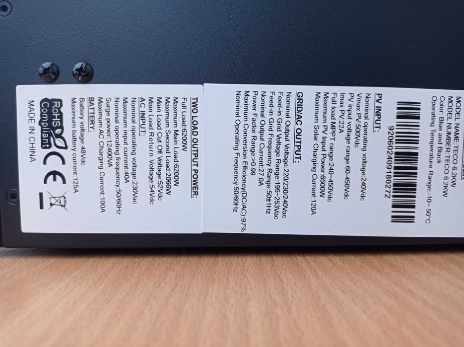 Інвертор гібридний TTNergy TECO 6.2 кВт, 48 В,  1-фазний