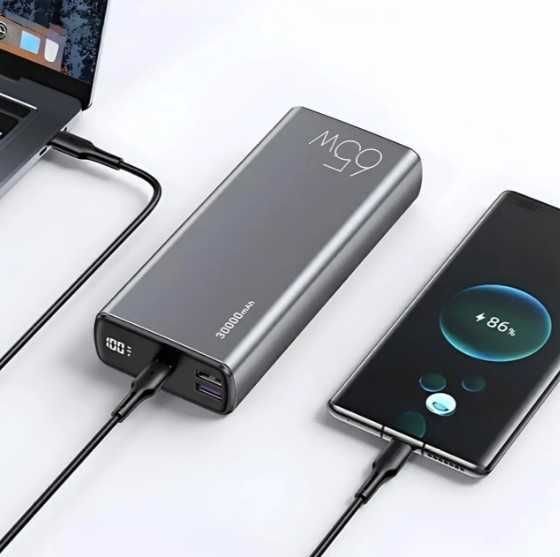 Повербанк PowerBank USAMS PB59 30000mAh, 65W, USB-C, черный (CMXLOGTC01) (CMXLOGTC01 (US-CD165)) мощный для ноутбука, планшета и смартфона (б/у)