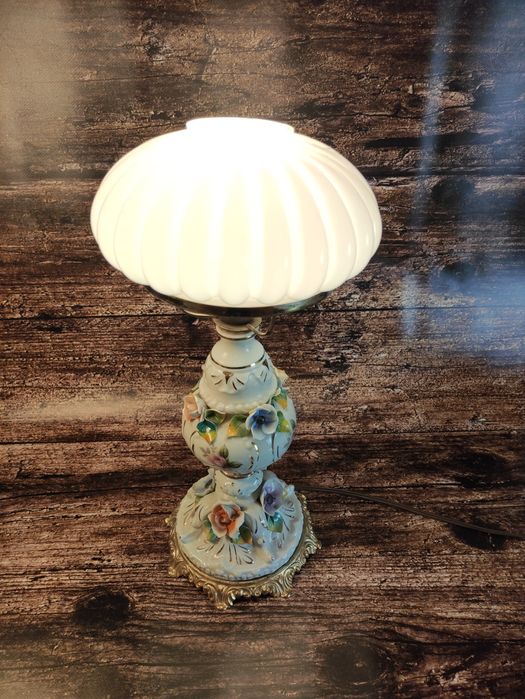 Lampa stojąca ceramiczna w kwiaty | antyk | dekoracja retro