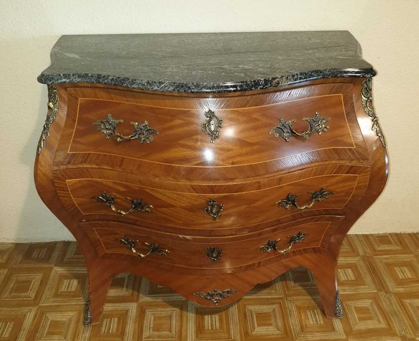 Zabytkowa piękna komoda Ludwikowska - Ludwik XV (dąb/marmur/brąz)