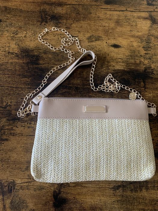 Torebka pleciona słomkowa słomiana letnia hit lata na zamek morela