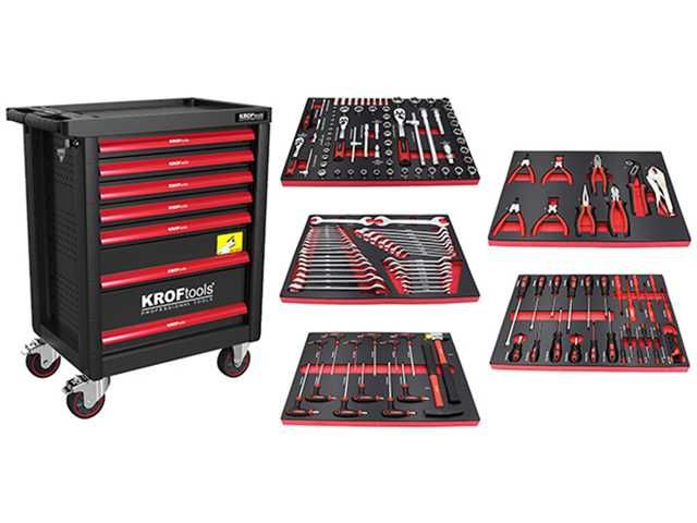 Carro Ferramenta 7G Preto ou Vermelho 160 Peças | Kroftools 8621/8622