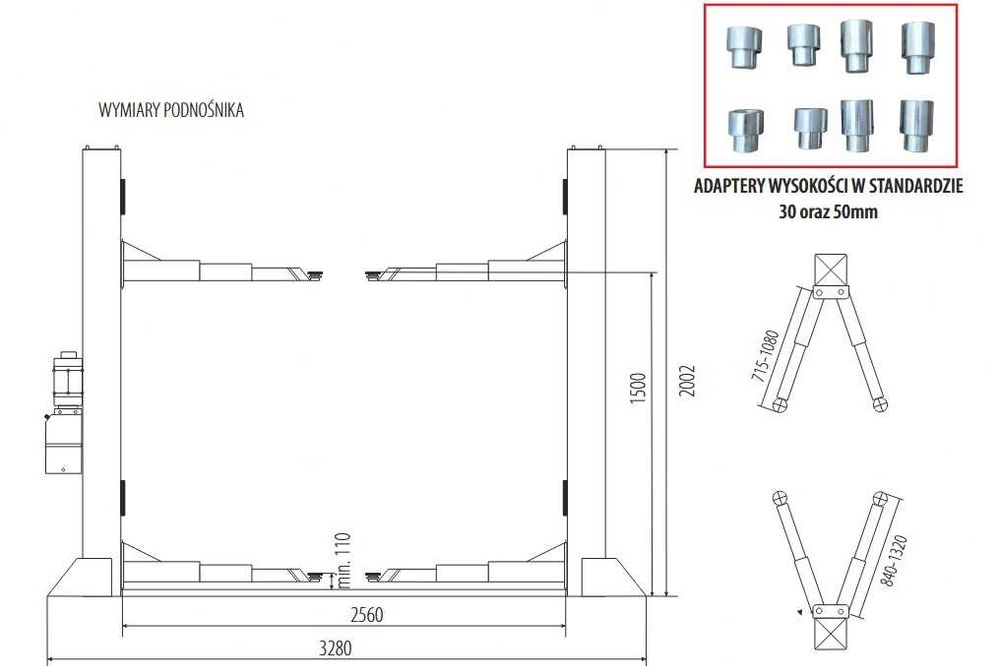 Podnośnik samochodowy dwukolumnowy GRUBBER 2.35 CLEVER 3,5 tony