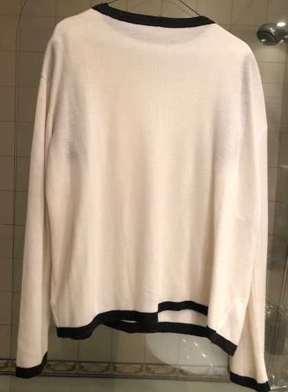 Conjunto malha fina de casaco e blusa