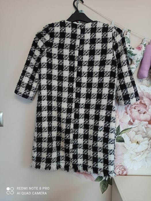 Sukienka Zara S tweedowa pepitka krata