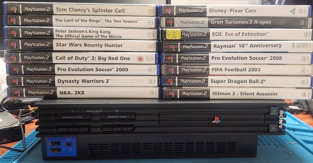 PlayStation 2 FAT (SCPH-39004) Zestaw: 2 Pady, 16 Gier! Po SERWISIE, OKAZJA