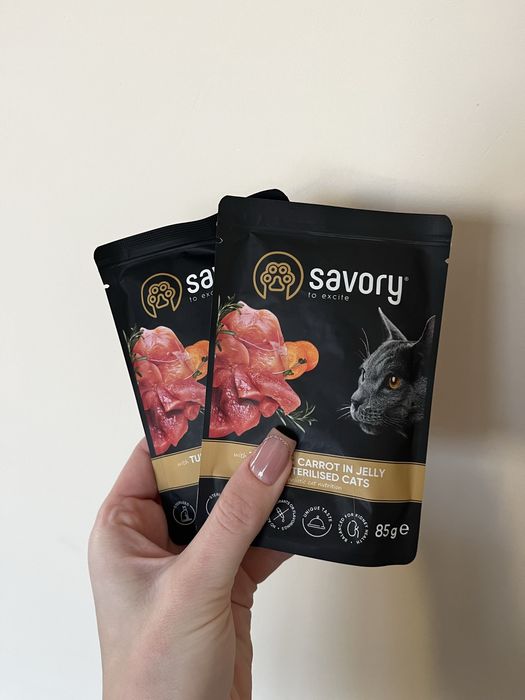 Корм Savory ВІДКРИТИЙ 7,7 кг + 10 упаковок вологого корму