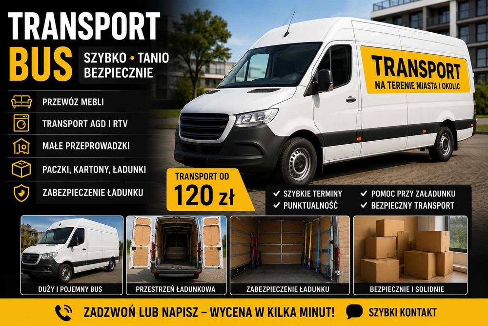 Transport busem • przewóz mebli • małe przeprowadzki