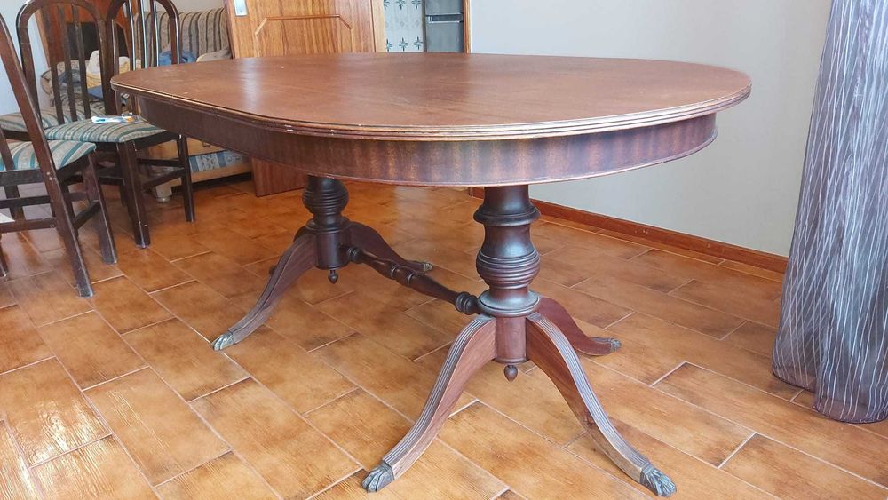 Mesa Oval Sala Jantar (Madeira, estilo Inglês) 160/200x100x74 cm