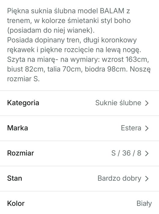 Suknia ślubna boho z trenem