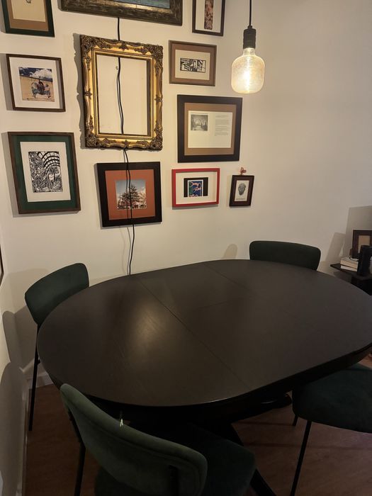 Mesa redonda extensível em preto