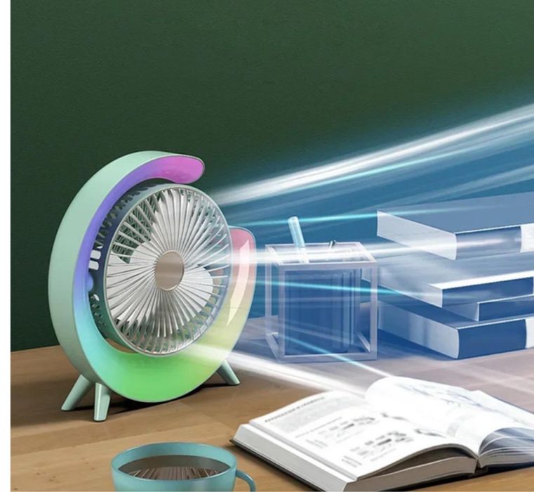 Настільна лампа, тришвидкісний вентилятор з обертанням на 180°