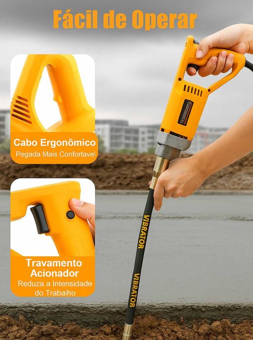 Vibrador de cimento / concreto / Betão 1300w - 2M Novo