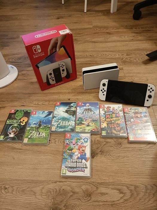 Switch Oled 64GB com 7 Jogos (Zelda ToTK, Mario Odyssey, etc)
