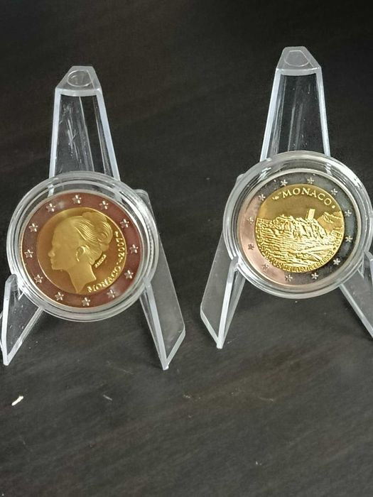 Moedas de 2€ Mónaco - Grace Kelly 2007 e Rochedo 2015