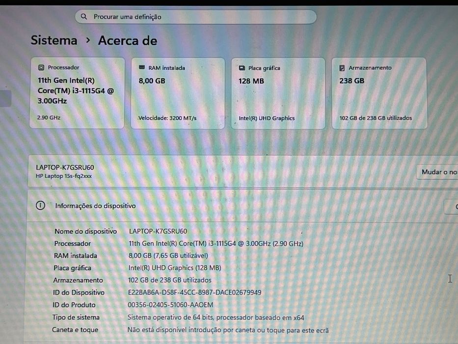 Portatil HP 15s