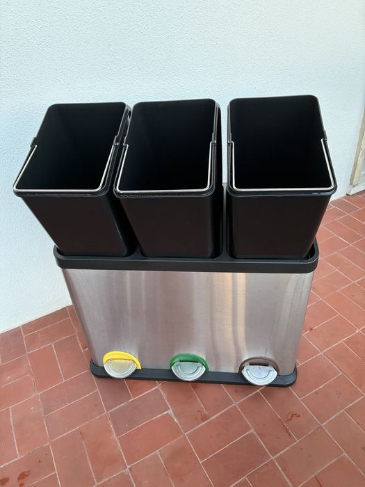 Balde do Lixo para reciclagem - 3 compartimentos de 15L