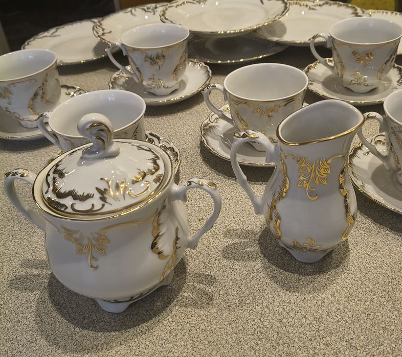 Serwis kawowy dla 6 os. Rococo , anna. 20 elementów, Ćmielów