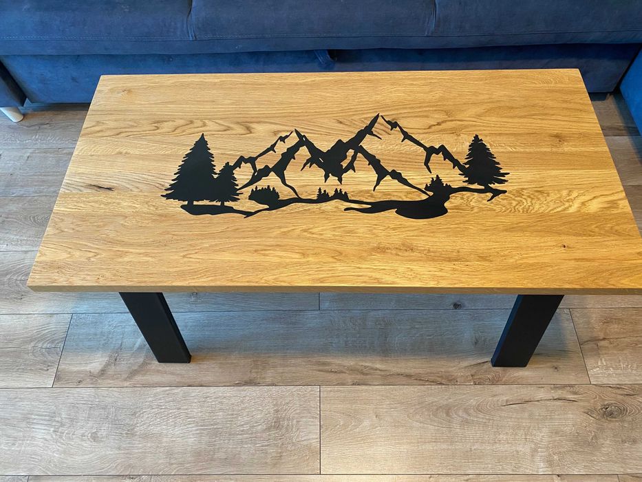 Stół kawowy dębowy z żywicą epoksydową