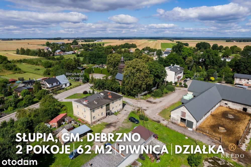 62,18 m² | 2 pokoje | Działka ok. 500 m² | Słupia, gm. Debrzno